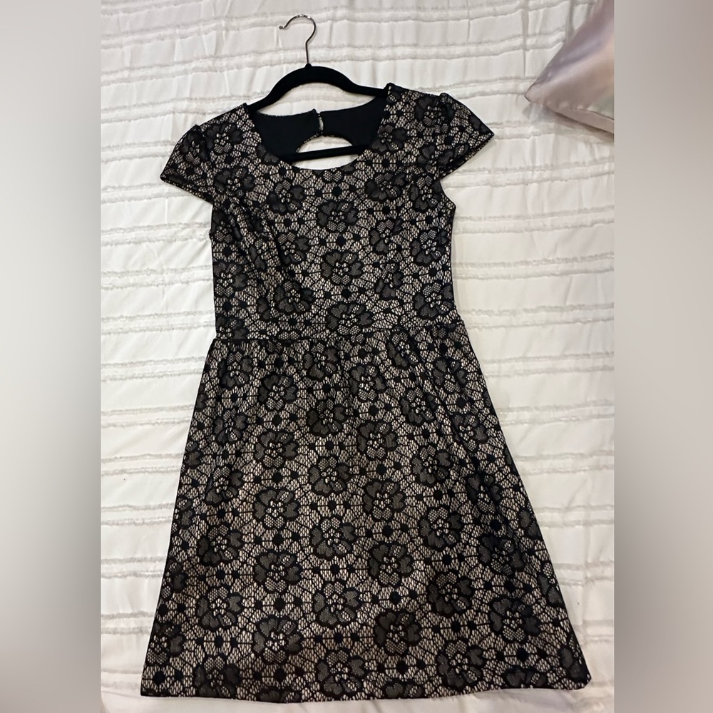 Sweet Storm Black and Cream Floral Mini Dress